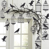 Halloween Crow Garland Black Cage Raven Gothic Party Hanging Haunted Decor