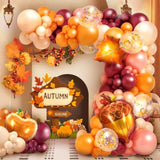 164PCS Fall Balloon Arch Kit with Maple Leaf Pumpkin Balloons for Thanksgiving