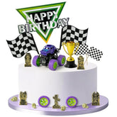 Monster Truck Cake Topper - 40Pcs Green And Purple Monster Truck Cake Decoration Racing Car Dessert Cupcake Topper For Kid Boy Birthday Truck Theme Party Baby Shower Table Decoration Supply