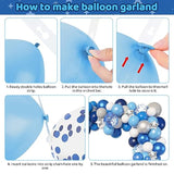 Navy Blue Balloons Arch Garland Kit, 144Pcs Royal Light Blue Confetti Silver Star Foil Balloons For Blue Boys Birthday Baby Shower Wedding Graduation Party Decorations Supplies