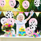 Cow Print Balloons: Pink, White & Black Farm Party Decor - 48pcs