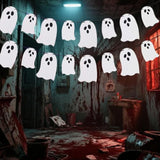 2 Pack Halloween Ghost Bunting Banner 16pcs Scary Garland Indoor Outdoor Decor