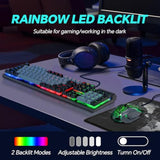 CHONCHOW Gaming Keyboard and Mouse Full Size Wired Keyboard Light Up Key,Led Backlit,19 Anti-ghosting,Multimedia Keys, Mechanical Feel for Ps5,Ps4, Pc/Laptop/Xbox