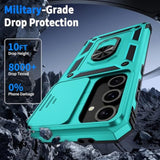For Samsung Galaxy S23 Case With Camera Lens Cover, 10 Ft Military Grade Drop Protection, Magnetic Ring Holder Kickstand Protective Phone Case, Ice Green