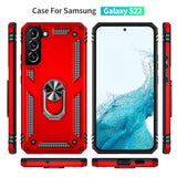 For Galaxy S22 Case: Samsung Galaxy S22 Case With Hd Screen Protector - Military Grade Protective Cases With Ring For Samsung S22(Red)