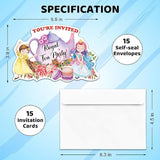 15 Pcs Watercolors Floral Teapot Cute Princess Shaped Fill-In Invitations Cards With Envelopes, Funny Birthday Baby Shower High Tea Royal Tea Party Invites For Teen Girls Adult Tea Lover