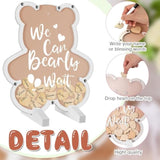 We Can Bearly Wait Acrylic Baby Shower Guest Book Alternatives Decorations With Wooden Hearts For 60 Guests Baby Shower Sign Picture Frame Pregnancy Keepsake Edition For Soon To Be Mom (Brown)