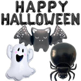 17pcs Halloween Balloons Black Foil Ghost Spider Bat Balloons Spooky Trick or Treat Decor