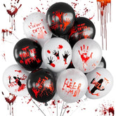 50Pcs 12" Bloody Halloween Balloons - Horror Blood Handprint Zombie Latex Party Decor