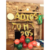3-pc “Adios to My 20s” balloons with fiesta cactus theme for 30th birthday décor