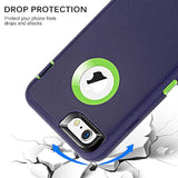 For Iphone 6 Case, For Iphone 6S Case, Heavy Duty Shockproof Series Case With Built-In Screen Protector Compatible With All Us Carriers - Navy/Lime