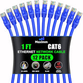 Maximm Cat 6 Ethernet Cable 1 Ft, (12-Pack) Cat6 Cable, LAN Cable, Internet Ca
