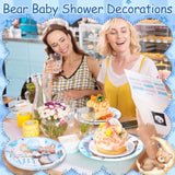 60 Pcs 7 Inch Blue Bear Baby Shower Paper Plates We Can Bearly Wait Decorations Tableware Baby Gender Reveal Plates For Spring Party Supplies