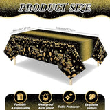3 Pcs Happy New Year 2026 Tablecloths 54x108in Black Gold Disposable
