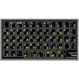 Online-Welcome Russian-English Keyboard Stickers Non Transparent Black Backgro