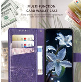 For Galaxy A15 5G Phone Case Wallet,Women Butterfly Embossed Flip Pu Leather With Credit Card Holders Kickstand Wrist Strap Purse Cover For Samsung A15 5G (Purple)