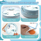 180Pcs Airplane Baby Shower Party Supplies Paper Plates And Napkins Serve 60 Disposable Tableware Set For Birthday Party Decorations Game Day Family School Holiday Sports Events