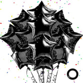 12Pc Black Star Foil Balloons – 18" Metallic Helium Balloons for Party Decor