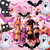 Pink Halloween Balloon Set: Boo Ghost Bat Decorations