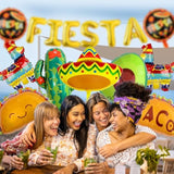 Mexican Party Decorations Fiesta Balloons - 14 Pcs Cinco De Mayo Decorations Including Cactus Llama Avocado Foil Balloon Papel Picado Banner For Fiesta Taco Luau Party Supplies