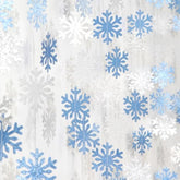 Snowflake-Snow Blue-Silver Christmas Party-Decoration Garland - 52Ft Winter Wonderland Frozen Ornaments Hanging Paper Streamers,New Years Birthday Baby Shower Ceiling Decor