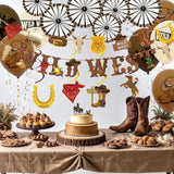 30 Pcs Wild West Cowboy Party Decorations With Banners Hanging Swirls Ceiling Streamers Balloons Paper Wheel Decorations For Birthday Baby Shower Western Theme Party Decor
