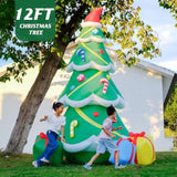 12Ft Giant Christmas Inflatables Outdoor Decorations - Large Blow Up Christmas Tree With Gift Boxes - Rotating Led Lights Inflatable Xmas Decor For Yard Lawn Garden Holiday Party