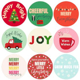 Modern Colorful Christmas Stickers | Envelope Seals | 1.4 Inch | Joyful Merry Quotes | Waterproof | 135-Pack For Gifts, Holiday Envelopes