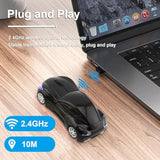 Car Mouse Wireless Cool Sport Car Shaped Computer Mice With Led Headlight Usb Receiver 1600 Dpi 3 Buttons 2.4Ghz Portable Optical Mini Small Mouse For Laptop Pc Desktop Computer Kids Gift (Black)