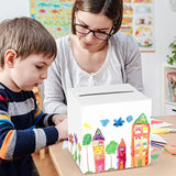 White Card Box Wedding Favors Post Box Cardboard Receiving Money Box Holder For Wedding Reception, Baby Showers, Anniversary, Birthday Party, Graduation Table Centerpiece Decorations