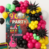 80S 90S Party Decorations, Disco Balloon Arch Kit 80S 90S Theme Party Decorations, 80S 90S Balloon Arch Include Rose Red Black Yellow Green Latex Balloons Disco Foil Balloons For 80S 90S Party Decor