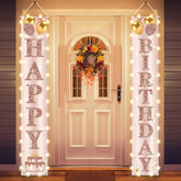 Happy Birthday Party Banner Lighted Decorations For Girls Women-Pink Rose Gold Vintage 16Th 21St 30Th 40Th 50Th 60Th Birthday Door Banners With Led Light, Cheers To Birthday Party Supplies