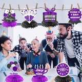 9Pcs Purple Black Happy Retirement Decorations Table Honeycomb Centerpieces Party Supplies Adventure Awaits Sign for Men Retired Decor Goodbye Signs