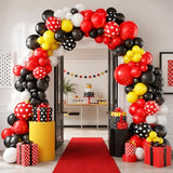 Black Yellow Red Balloon Garland Arch Kit, Balloons Arch With Red Black Dots Balloons for Birthday Party Baby Shower Decorations