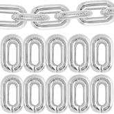 24pcs Giant Silver Chain Balloons 16" for 80s/90s & Hip Hop Parties