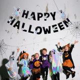 Pre-Strung Handmade Felt Halloween Sign with Iridescent Ghost Banner Decor