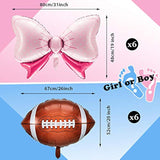 12 Pieces Gender Reveal Football Balloons Includes 6 Pink Bow And 6 Football Foil Balloons Decoration Supplies Party Accessories For Gender Reveal Party, Baby Shower, Birthday
