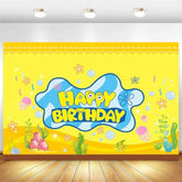 Cartoon Birthday Decorations, Yellow Banner For Birthday Party Backdrop, Photo Background Wall Decor Party Supplies