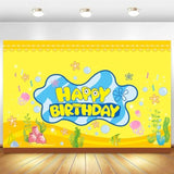 Cartoon Birthday Decorations, Yellow Banner For Birthday Party Backdrop, Photo Background Wall Decor Party Supplies
