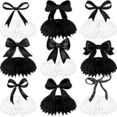 9-Piece Black Bow Honeycomb Centerpieces for Birthday and Baby Shower Decorations