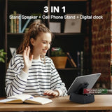 Presents For Men/Women, Cell Phone Stand With Wireless Bluetooth Speaker, 12H Time Display Unique Presents For Him, Husband, Boyfriend, Dad, Her, Wife, Mom, Cool Multi Functional Gadget (Crow Black)