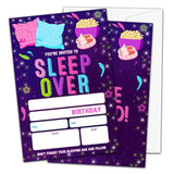 Sleepover Birthday Invitations For Girls Boys Kids, Fill In Party Invites, Decorations, Favors, 20 Invitations With Envelopes (B02)