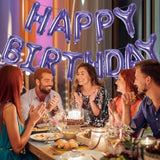 Pruple Happy Birthday Balloons Banner, 16 Inch Mylar Foil Letters Balloon Sign For Birthday Party Decorations Photo Booth Backdrop