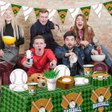 Baseball Party Decorations Tableware,143Pcs Baseball Plates And Napkins,Tablecloth Cups,Banner For Birthday Decorations Gameday Celebrations