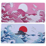 Japanese Wave Gaming Mouse Pad, Extended Large Non-Slip Desk Mat With Stitched Edges, For Office Home, 35.4 X 15.7 Inch(Pink)