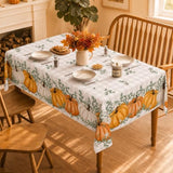 Fall Tablecloth 60x84 Inch Rectangular, Thanksgiving Autumn Harvest Orange Pumpkin Buffalo Plaid Table Cover for Party Picnic Dinner Decor