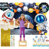 77 Pieces Outer Space Theme Birthday Party Decorations - Happy Birthday Banner, Balloons, Tattoo Stickers, Cake Toppers For Astronaut Party Supplies