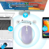 Wireless Mouse Bluetooth & 2.4G Dual Mode Rechargeable Optical Wireless Computer Mice With Usb Receiver, 3 Adjustable Dpi Portable Ergonomic Cordless Bluetooth Mouse For Laptop Pc Ipad Mac Os, Purple