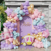Princess Balloon Arch Kit: Pastel Blue, Pink, Purple & Gold with Castle Foil