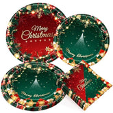 52 Pcs Christmas Party Paper Plates Napkins Merry Christmas Tableware Decorations Red Green Xmas Plates Disposable Napkins Paper Dishes Holiday Party Supplies Serve 16